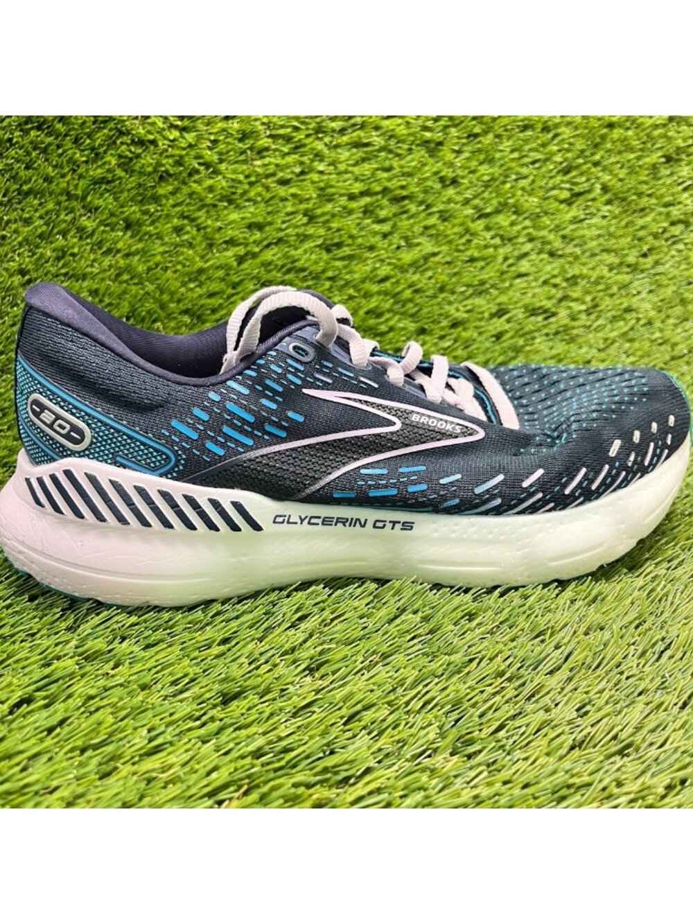 Brooks Glycerin GTS 20 Womens Size 10 Blue White Athletic Running Shoes Sneakers